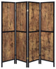 4-Panel Folding Screen, Antique Nutmeg And Black