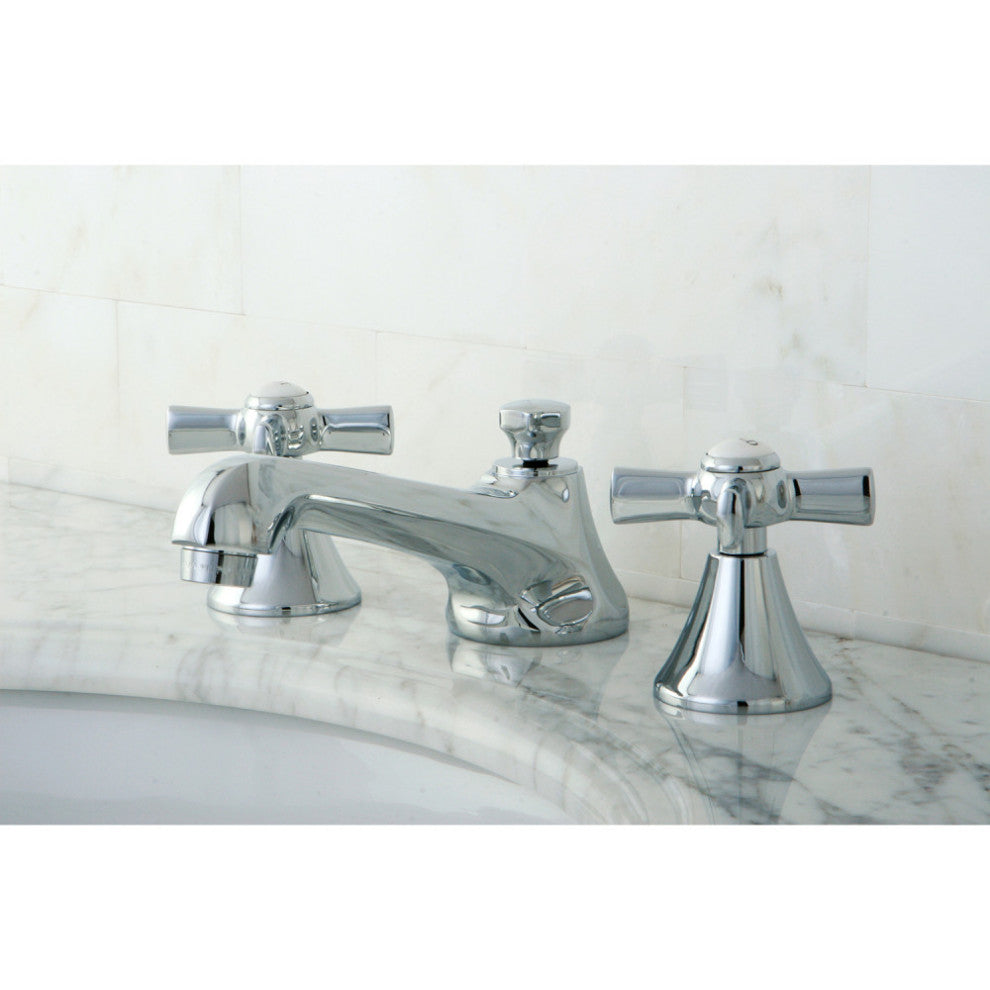 Kingston Brass Widespread Bathroom Faucet With Brass Pop-Up, Polished Chrome
