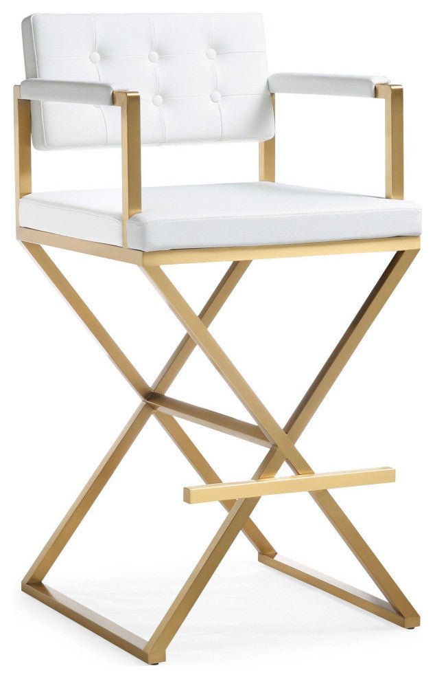 Director White Gold Steel Barstool