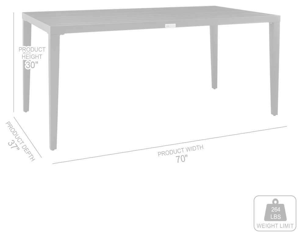 Aileen Outdoor Patio Dining Table, Aluminum