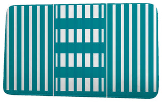 Sail, Sun, & Fun Beach Blanket Stripe Print Bath Mat, Teal, 21"x34"