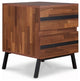 Wooden End Table with 2 Drawers, Walnut