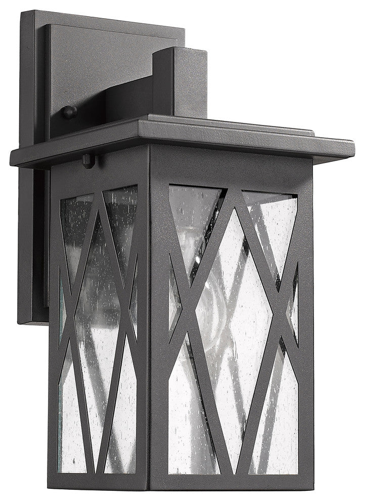ANTHONY Transitional 1 Light Textured Black Outdoor Wall Sconce 12"