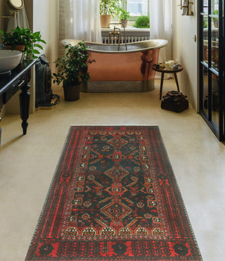 Fine Vintage Distressed Annahi Charcoal/Red Runner, 3'2 x 5'9