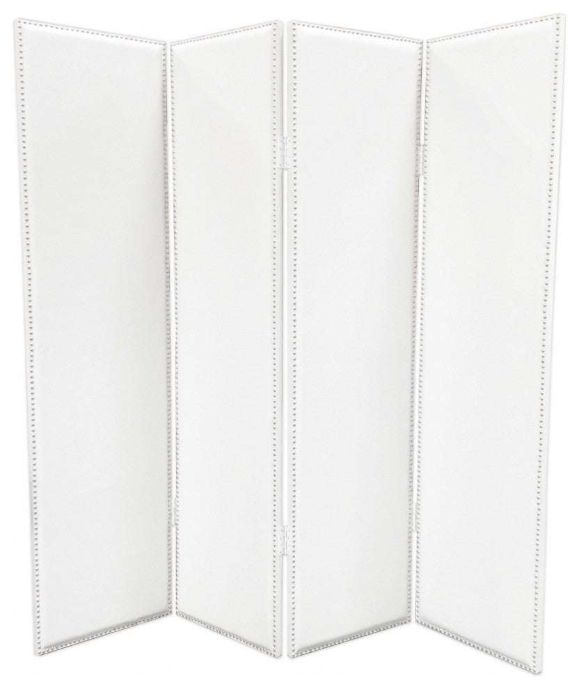 HomeRoots 1" x 84" x 84" White Faux leather Screen