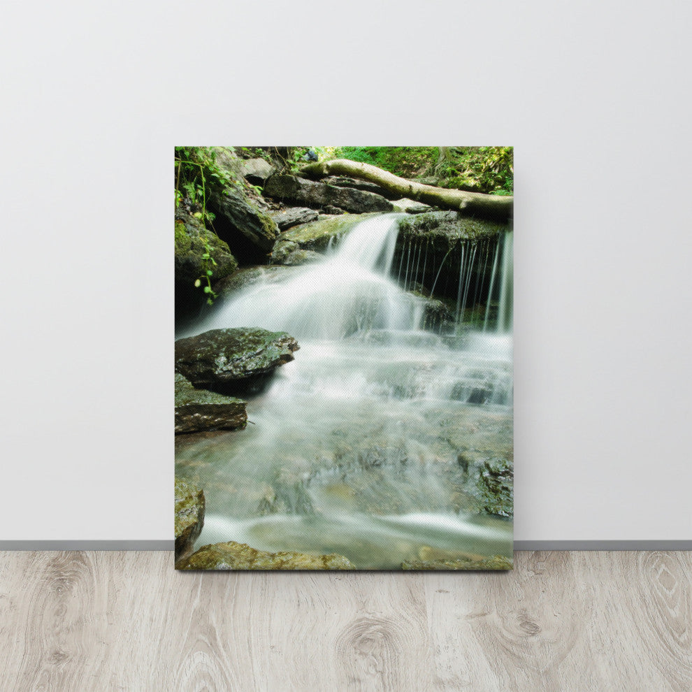 Pixley Falls 2 Rural Waterfall, Landscape Photo Canvas Wall Art Print, 16" X 20"