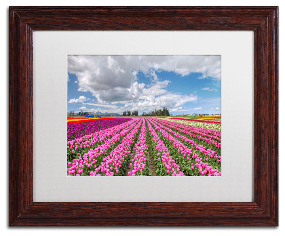 'Tulip Field' Matted Framed Canvas Art by Pierre Leclerc