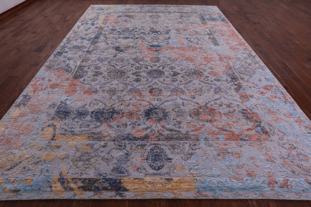 Persian Wool and Silk Hand Knotted Rug 10' 0" X 14' 1" Q11803