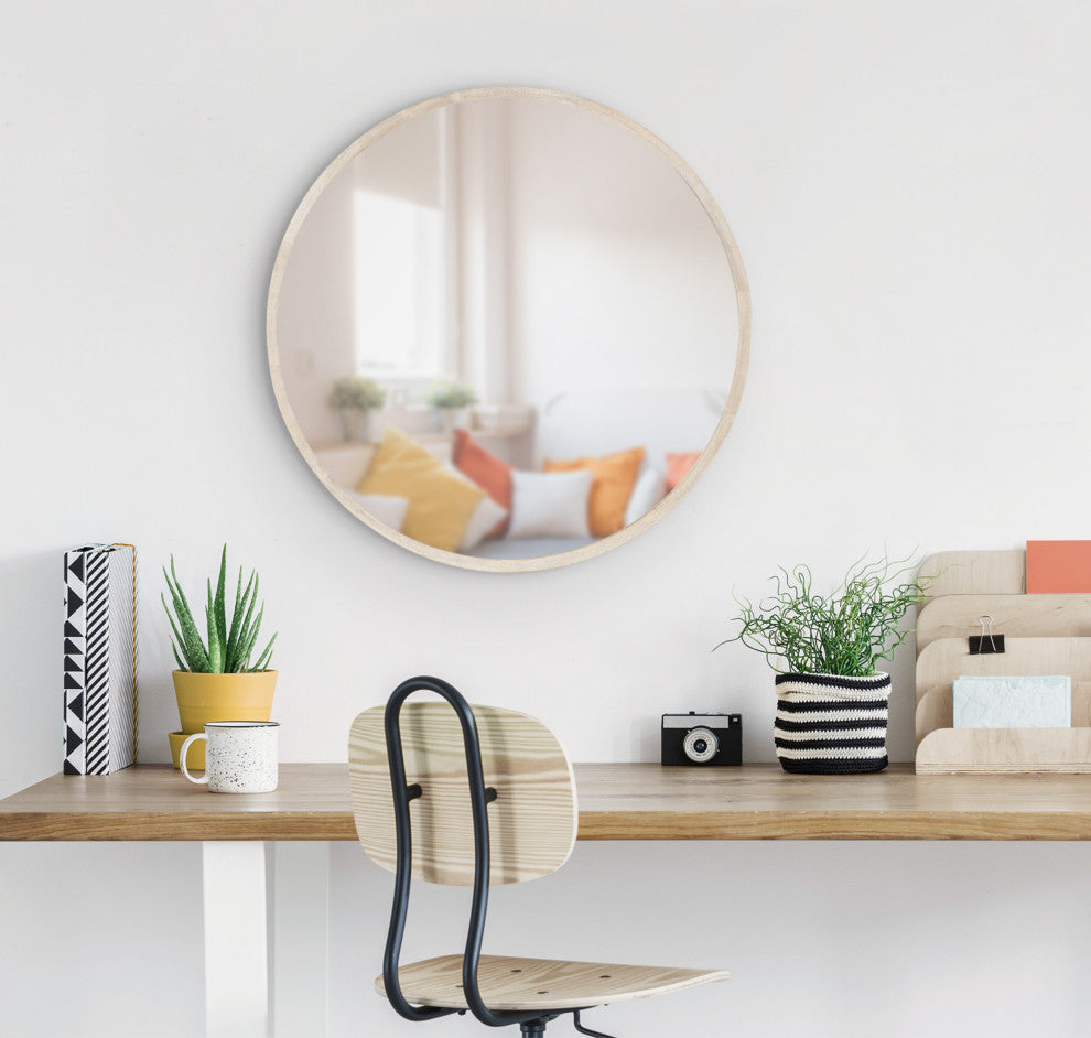 Valenti Round Framed Mirror, White 18 Diameter