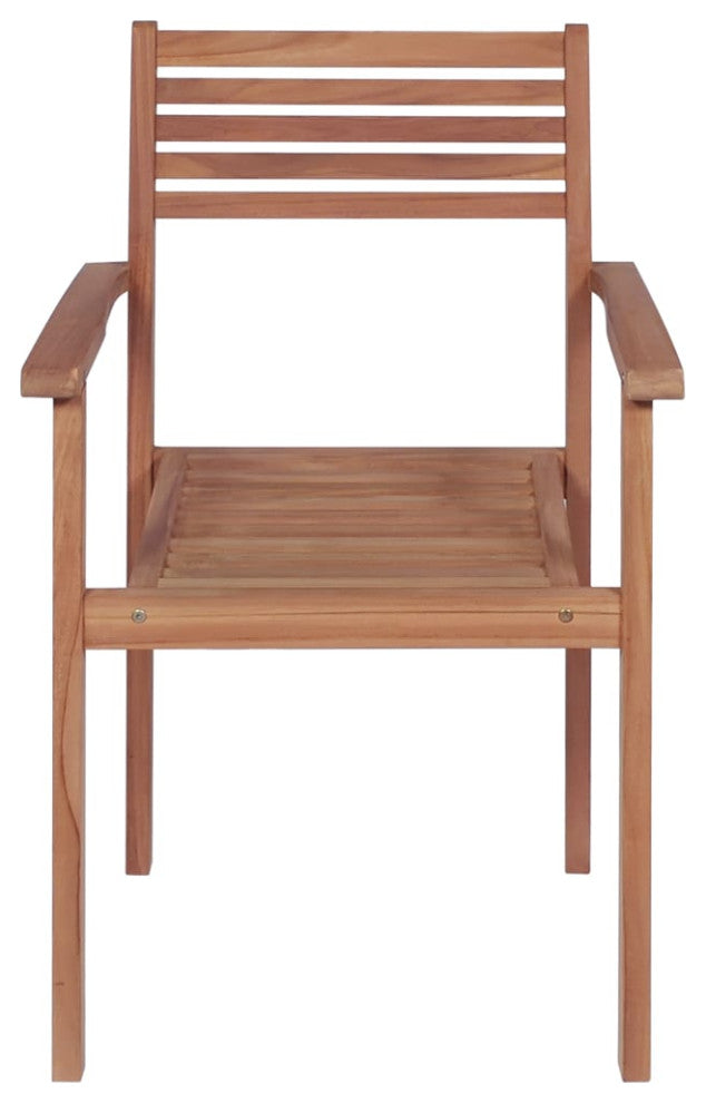 vidaXL 4x Solid Teak Wood Patio Chair with Cream White Cushions Lounge Seat