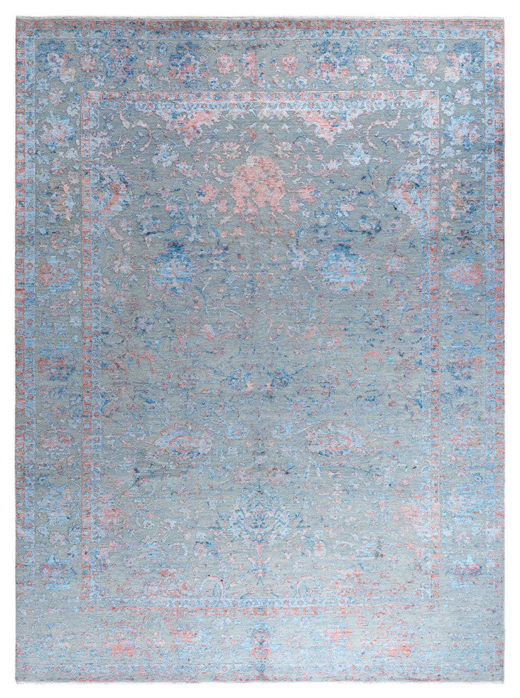 Ikat One-of-a-Kind Hand-Knotted Area Rug Gray, 9' 0" x 12' 1"