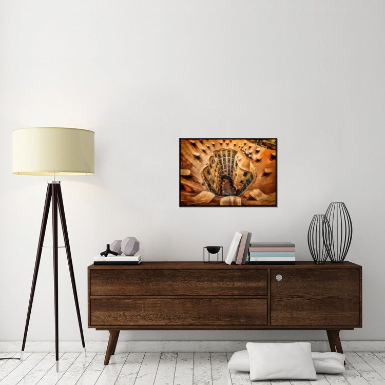"Casa Mila La Pedrera Barcelona." Framed Canvas Giclee by Massimo Cuomo, 31x22"