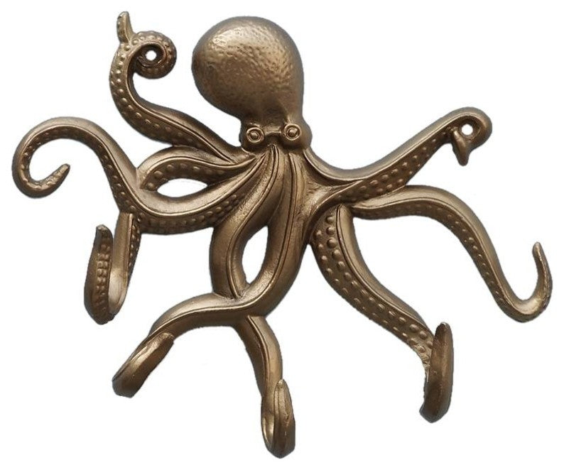 Antique Brass Octopus Hook 11"