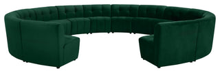 Limitless Velvet Upholstered 14-Piece Modular Sectional, Green