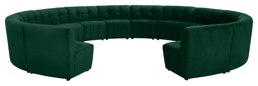 Limitless Velvet Upholstered 14-Piece Modular Sectional, Green