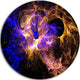 Wings Of Angels Blue In Black, Abstract Digital Disc Metal Artwork, 38"