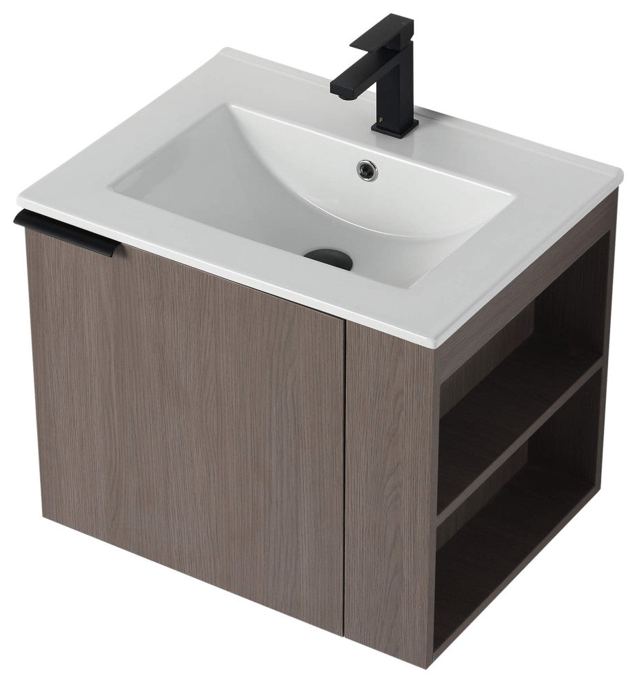 Fine Fixtures Elmridge Modern Bathroom Vanity, Gray Oak, 24", Right Hand