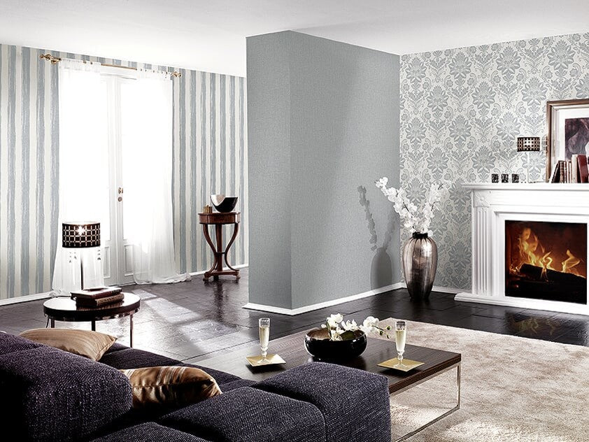 Ok6, Textile Natural Fresh Garden White, Gray Wallpaper Sample
