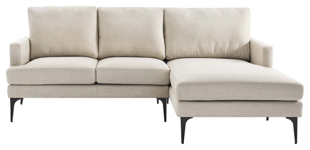 Sectional Sofa Couch, Beige, Fabric, Lounge Living
