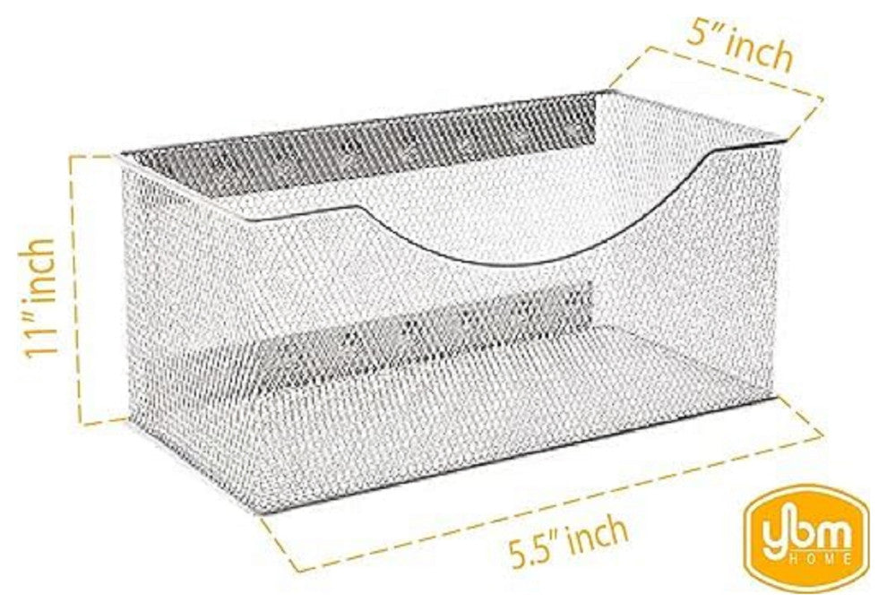 YBM Home Wire Mesh Magnetic Basket, Silver 11"x5.5"x5" 4 Pack
