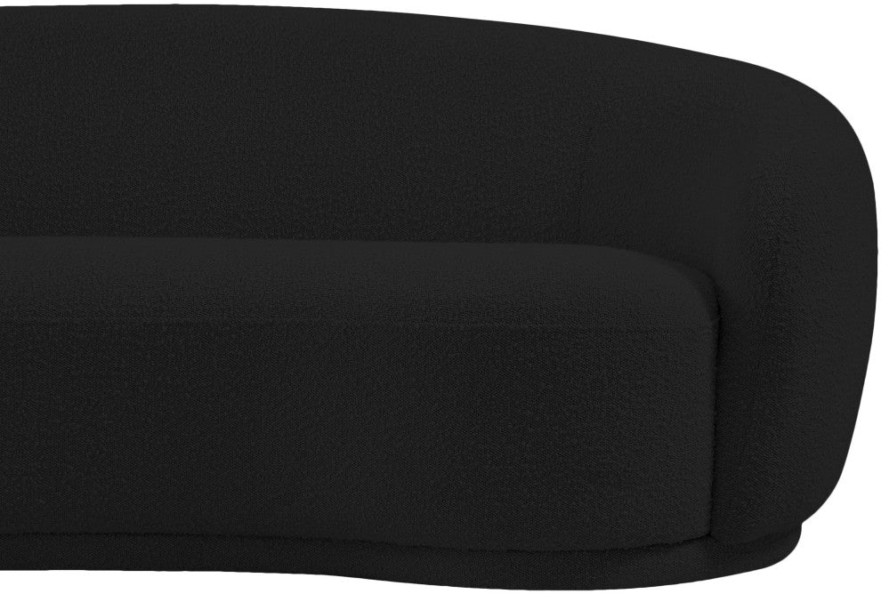 Hyde Boucle Fabric Upholstered, Black, Loveseat