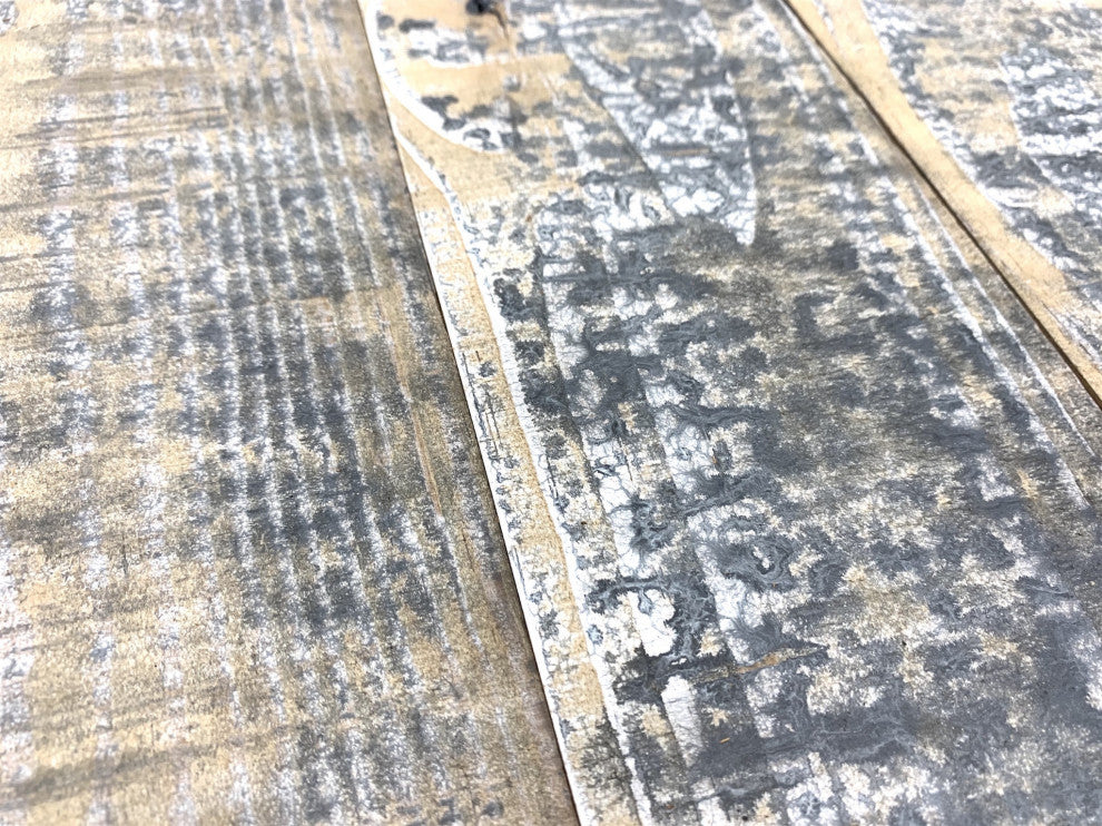 Set of Two Gray Black and Natural Rustic Wood Wall Art Hanging Panels