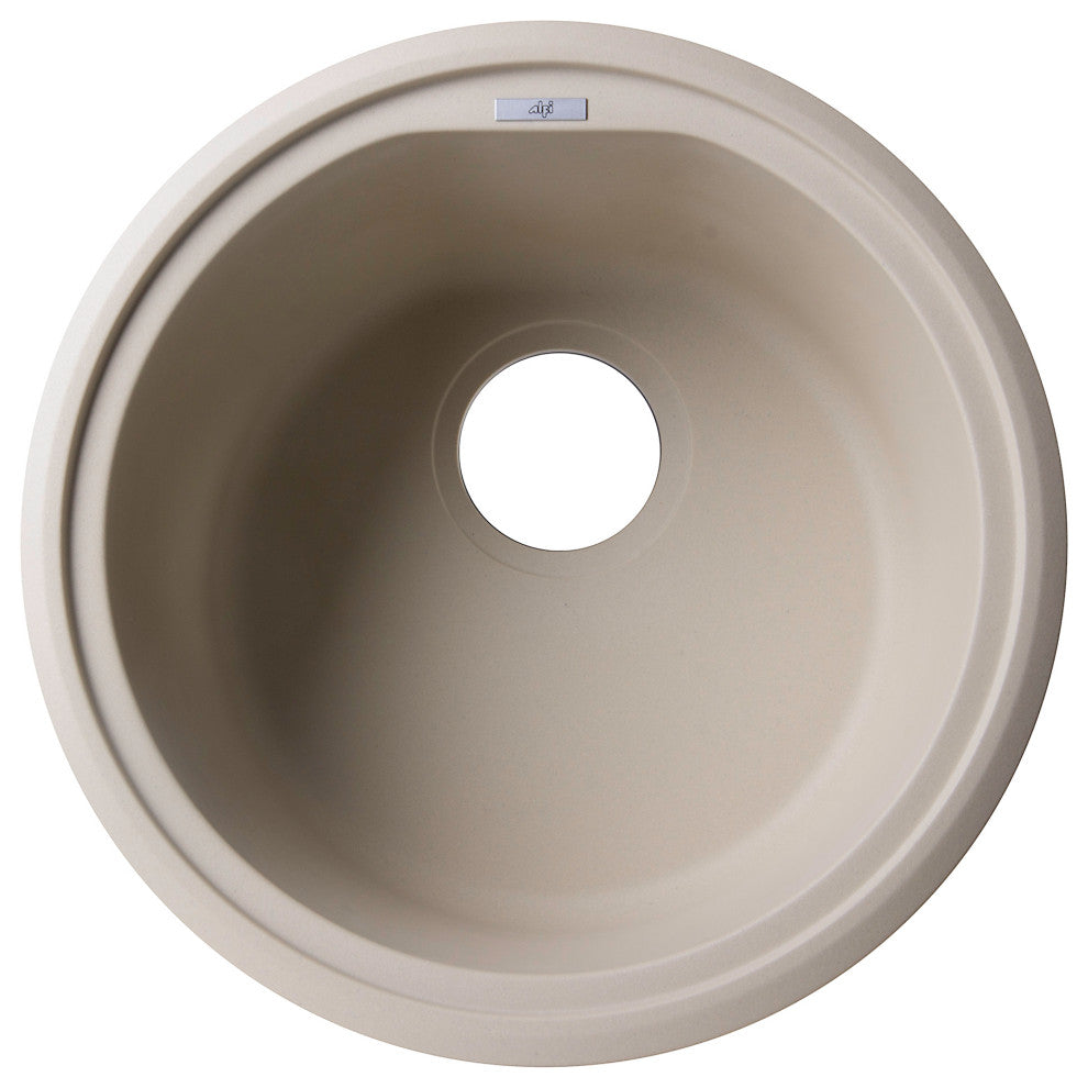 ALFI brand AB1717DI-B Biscuit 17" Drop-In Round Granite Kitchen Prep Sink