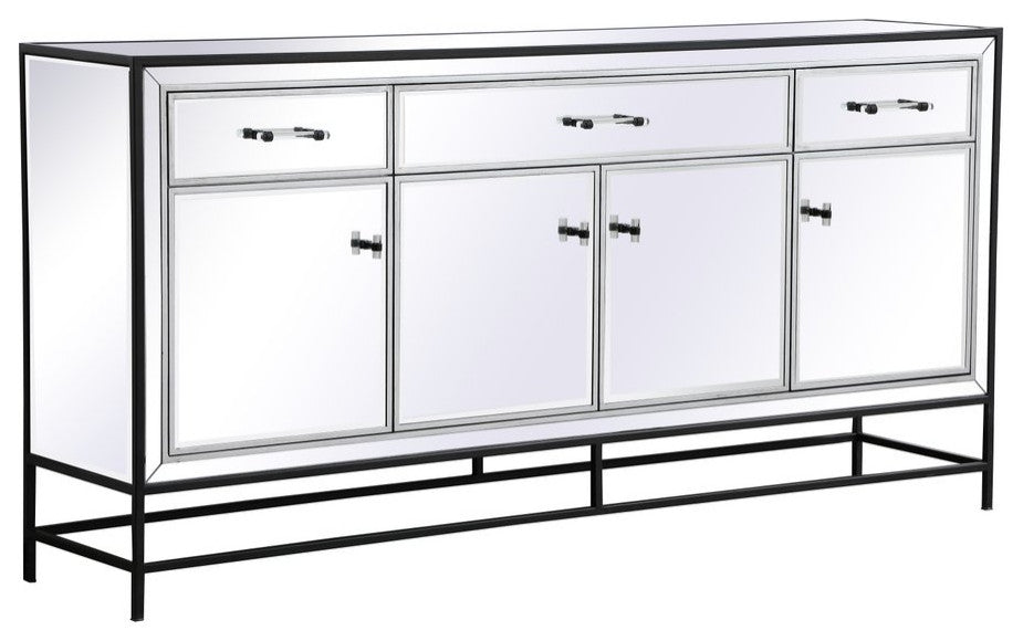 Jesse 72" Mirrored Credenza, Black