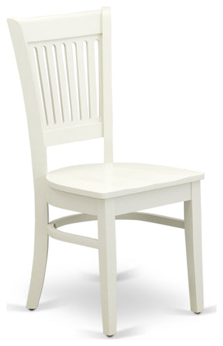 5Pc Dining Set 4 Chairs, Table, Slatted Chair Back Linen White Finish