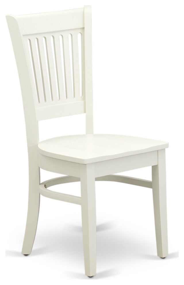 5Pc Dining Set 4 Chairs, Table, Slatted Chair Back Linen White Finish