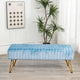Super Mink Rectangle Ottoman With Golden Legs, Forget Me Not, 46"x16"x17"
