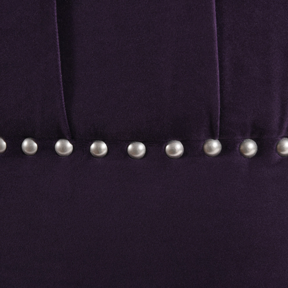 La Rosa Tufted Round Ottoman, Purple Velvet
