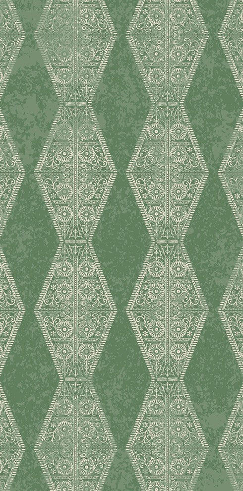 Pyramid Stripe Geometric Print Bath Towel, Green