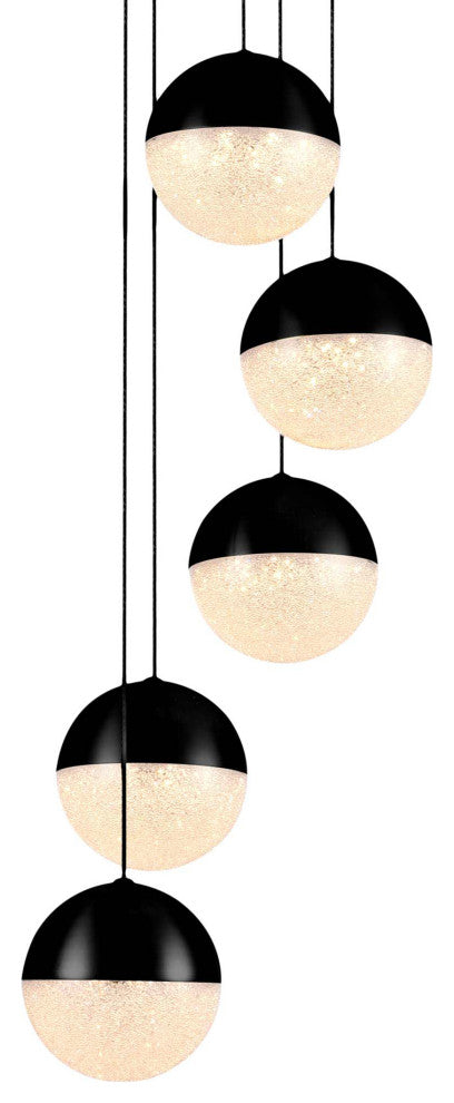 Ravello 5-Light ETL Certified Integrated LED Chandelier Lighting Fixture, Black