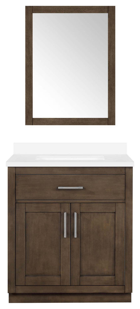 Ove Decors Bailey 30" Single Sink Vanity, Almond Latte With Black Hardware