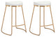 Set of Two White and Gold Modern Glam Geo Backless Counter Stools