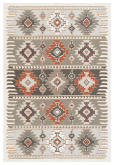 Surya Skagen SKG-2303 6'7"x9' Rug, Light Gray/Silver Gray/Terracotta/Tan/White