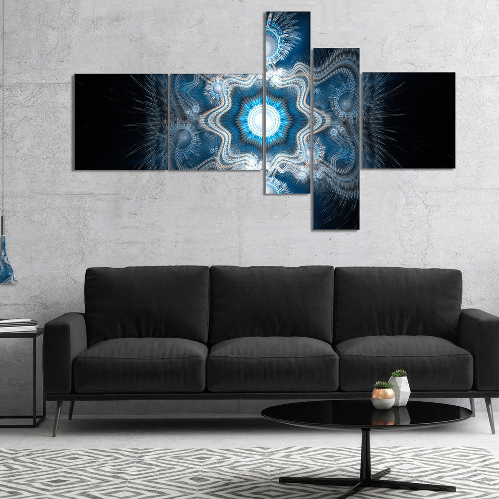 Cabalistic Clear Blue Texture, Abstract Canvas Art Print, 60"x32", 5 panels