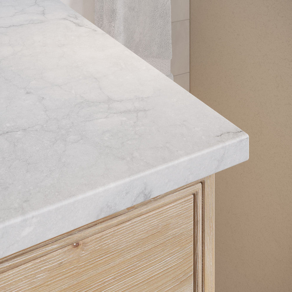 Fermo Bath Vanity, Weathered Fir, 60", Marble Top, Single Sink, Freestanding