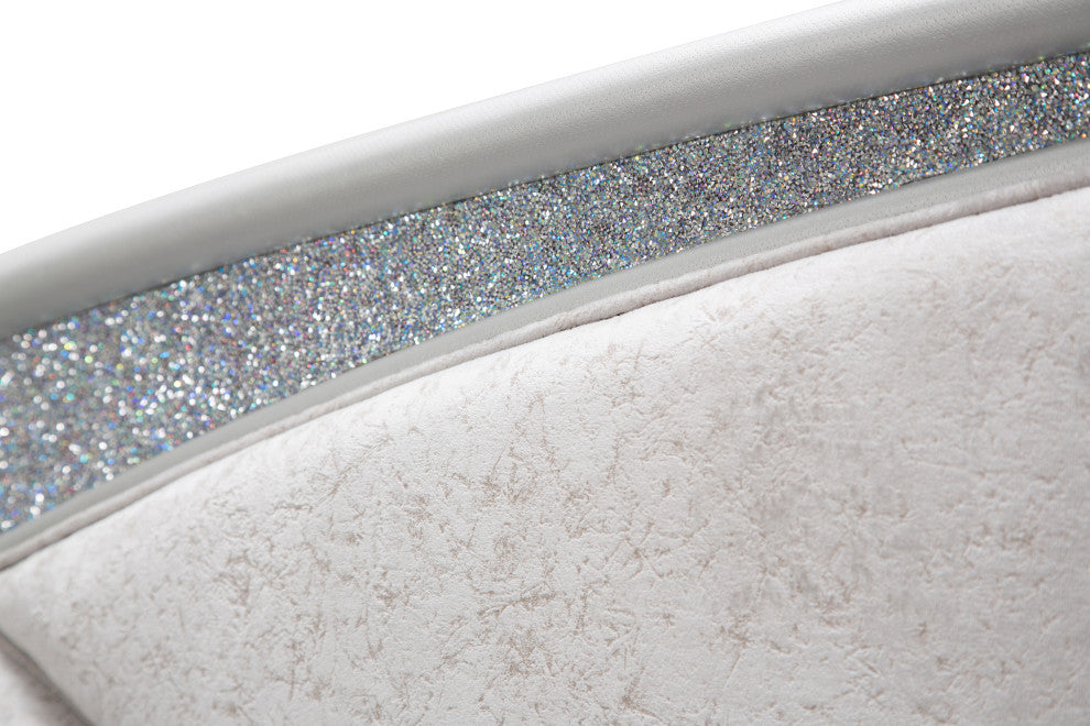 Melrose Plaza Eastern King Velvet Panel Bed, Dove Gray