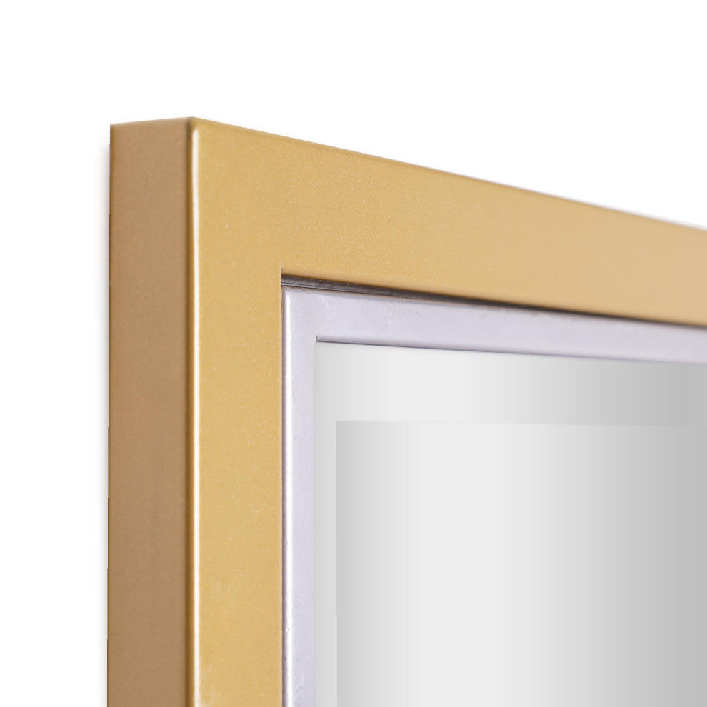 Head West Brushed Brass/Chrome Metal Framed Beveled Edge Wall Mirror - 24" x 30"