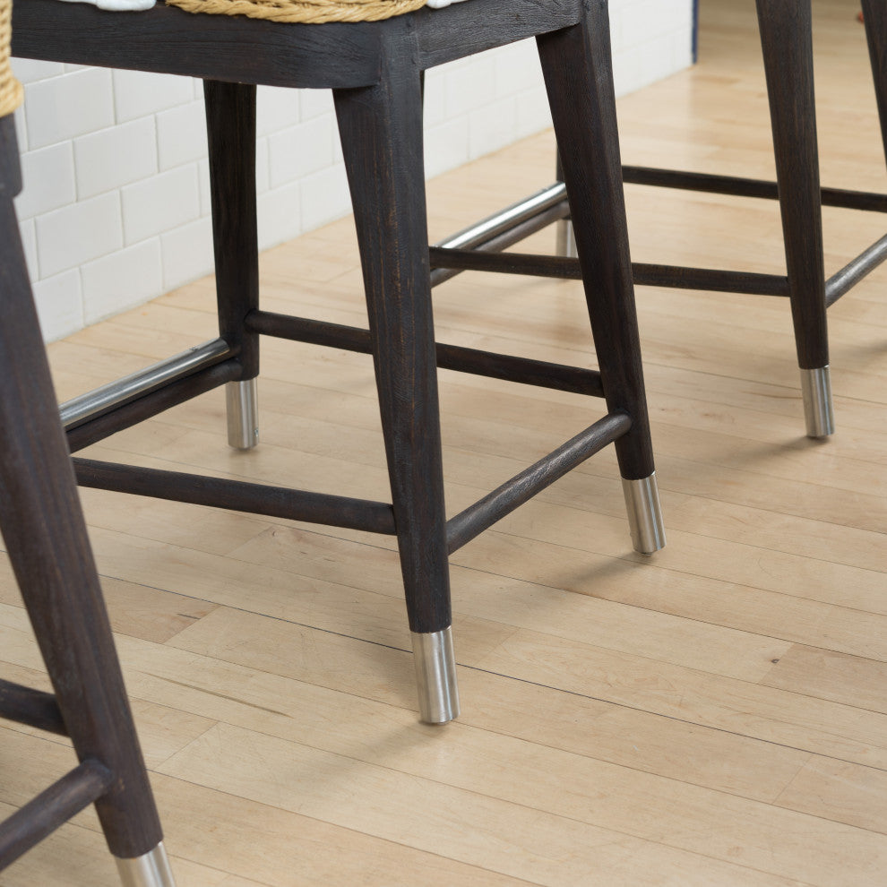 Fritz Rope Teak Outdoor Bar Stool