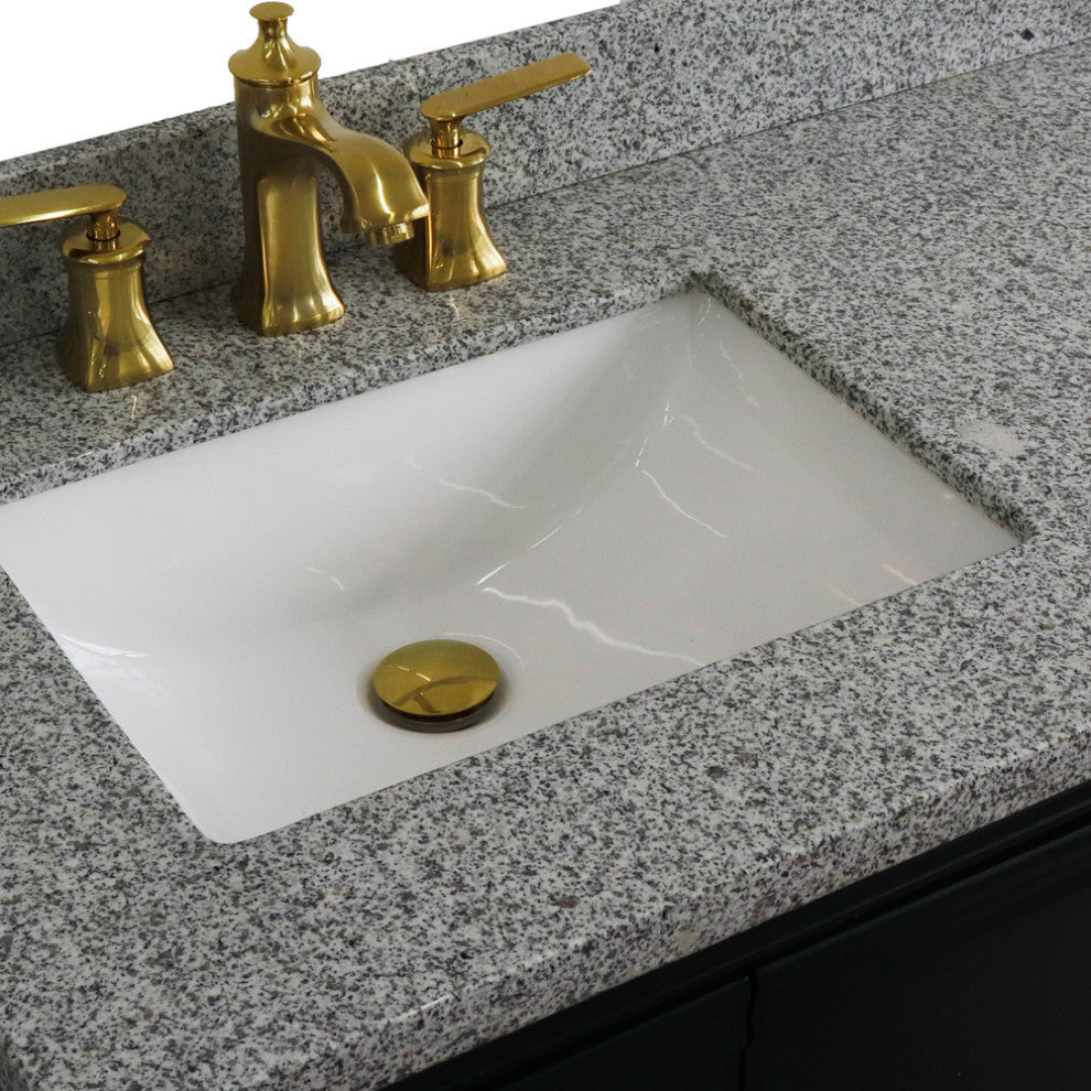 37" Single Vanity, Dark Gray Finish With Gray Granite