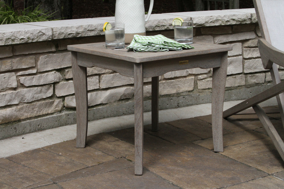 3-Piece Gray Wash Eucalyptus Folding Swing Lounger Set With Accent Table