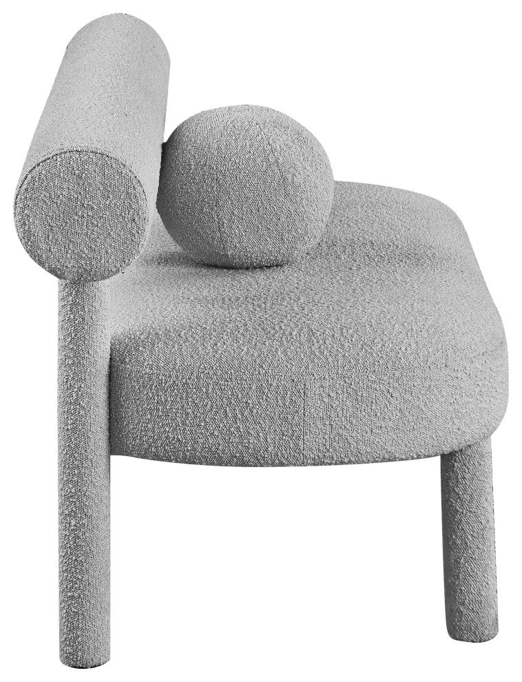 Parlor Boucle Fabric Upholstered Bench, Gray