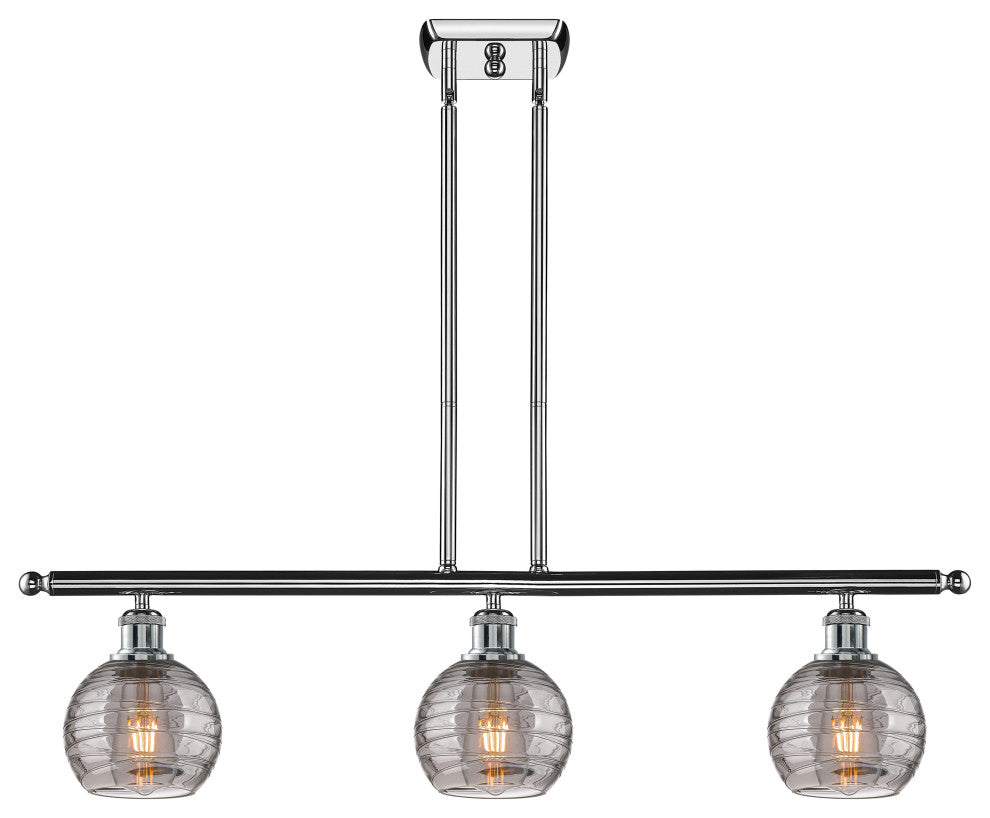 Ballston-Athens Deco Swirl 3-Light 36" Stem Island, 6"D Polished Chrome