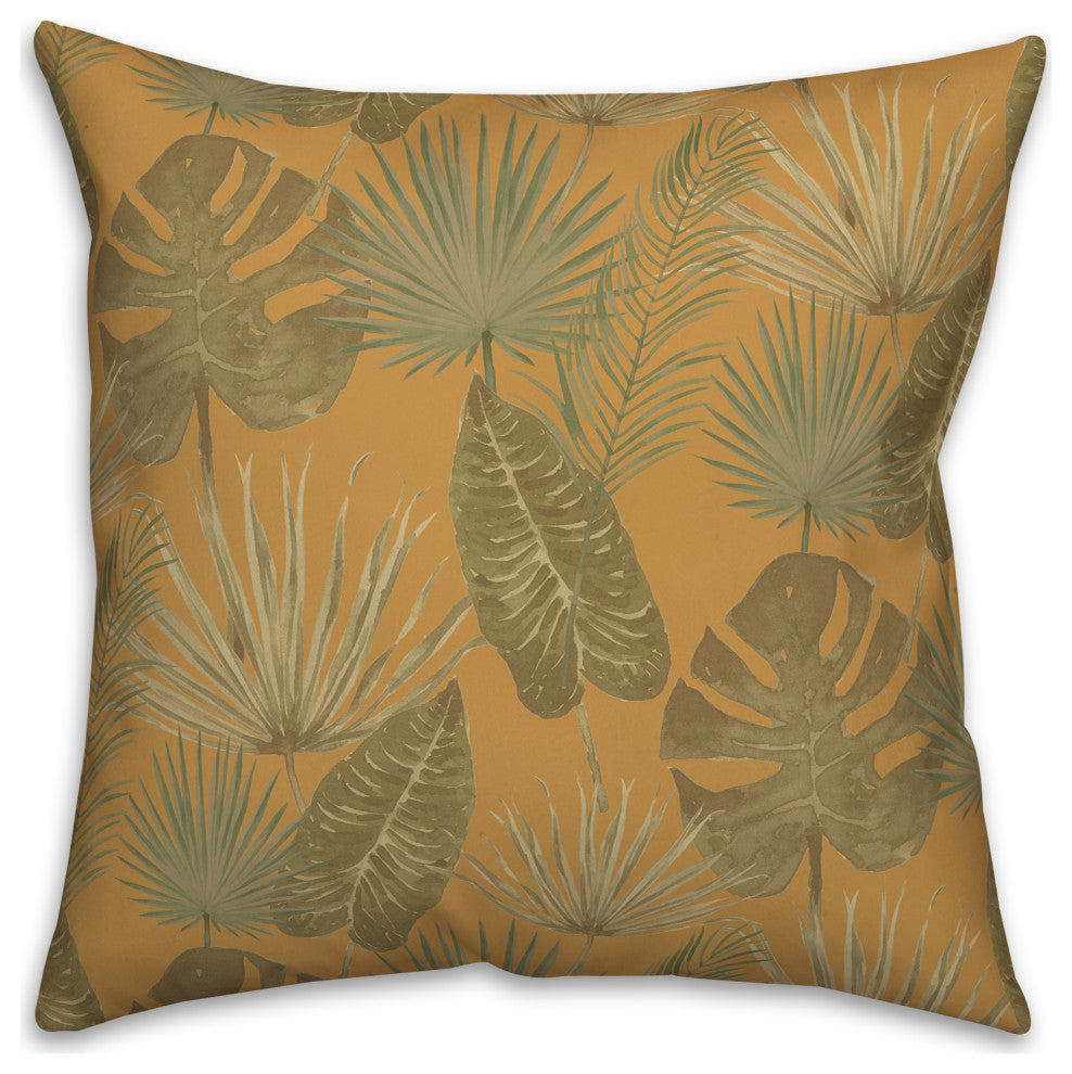 Tropical Palm Yellow 18x18 Spun Poly Pillow