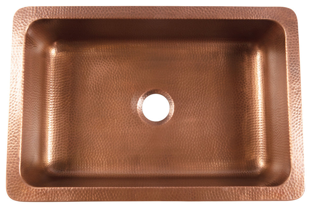 Ganku Copper 33" Single Bowl Farmhouse Apron Front Undermount Kitchen Sink