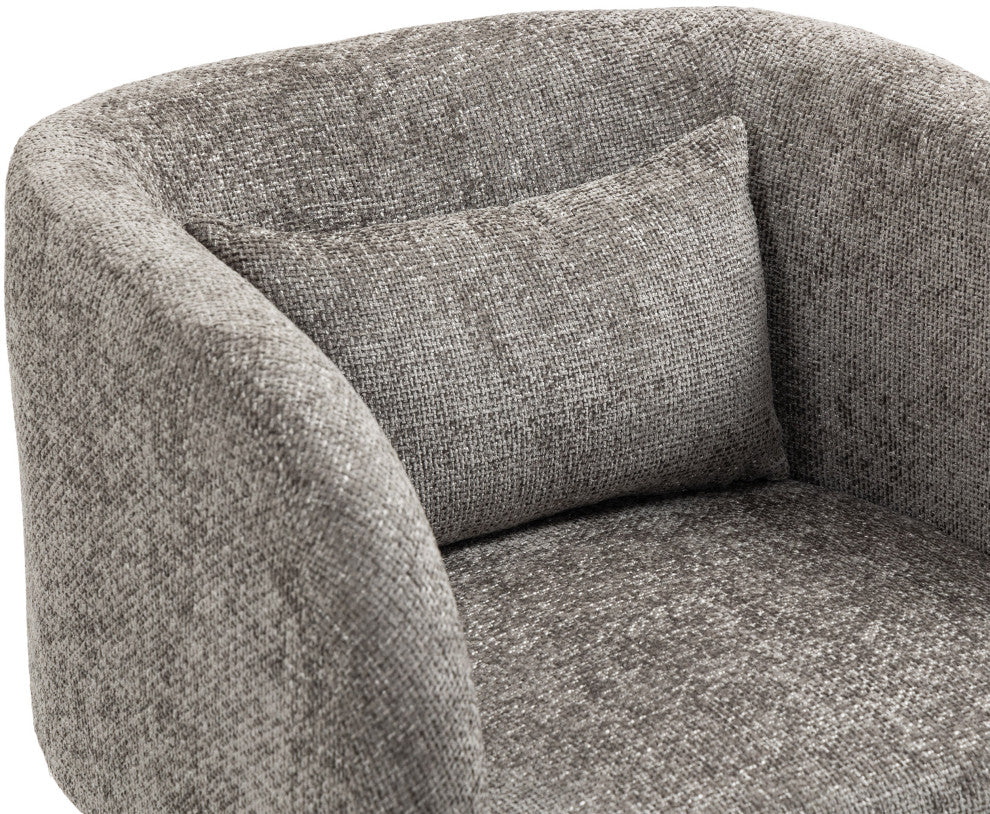 Sawyer Beige Weaved Polyester Fabric Accent Chair, Grey, Chenille Fabric