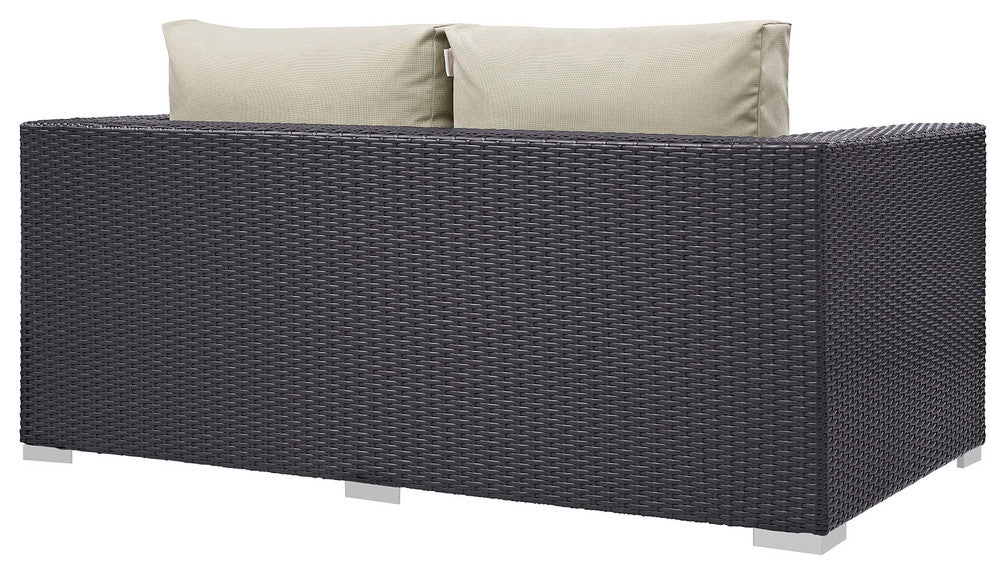 Espresso Beige Convene Outdoor Patio Loveseat